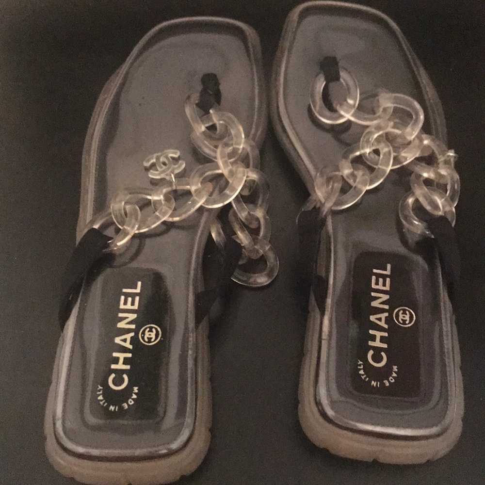 CHANEL Chain Slide Sandals